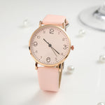 Women's Luxury Leather Band Analog Quartz WristWatch Golden