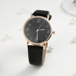 Women's Luxury Leather Band Analog Quartz WristWatch Golden