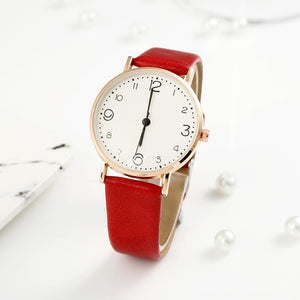 Women's Luxury Leather Band Analog Quartz WristWatch Golden