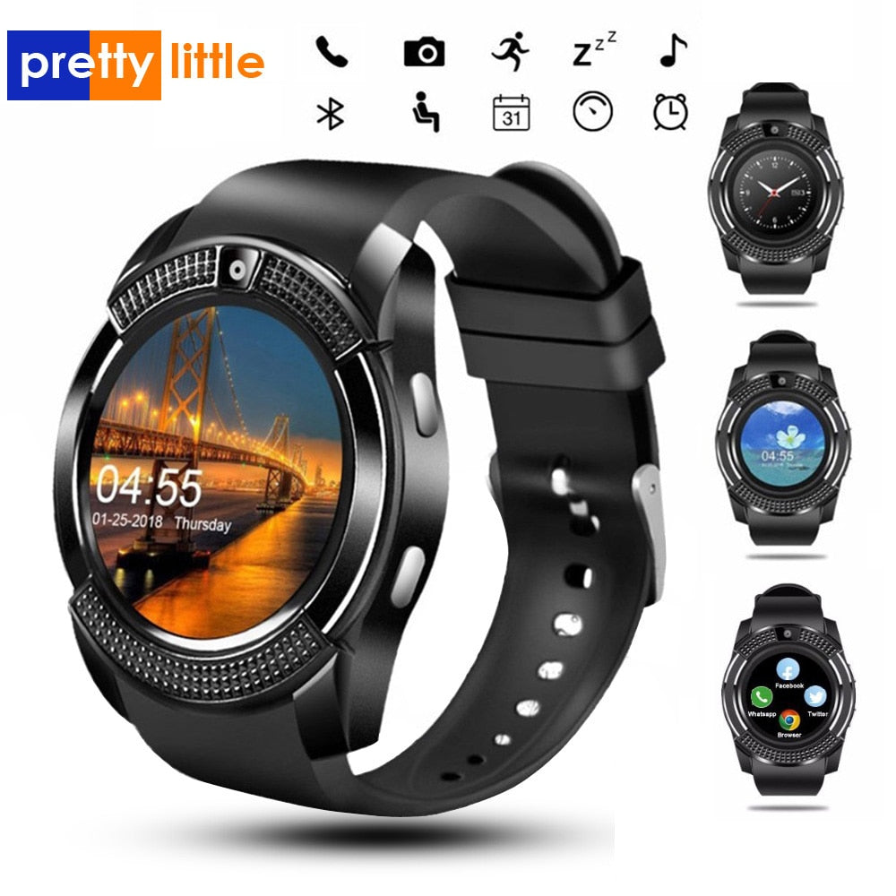 Sport Men Smart Watch v8 sim card android camera rounded Answer Call Dial Call