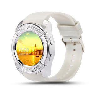 Sport Men Smart Watch v8 sim card android camera rounded Answer Call Dial Call