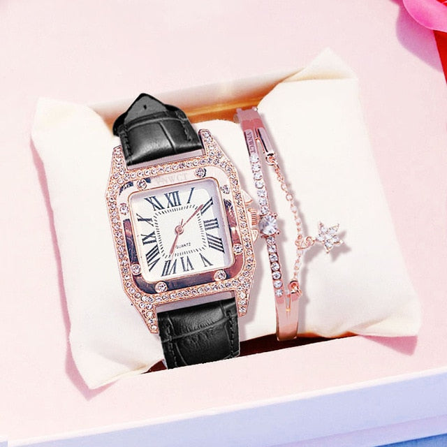 Women diamond Watch starry Luxury Bracelet set Watches