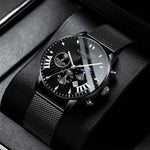 Mens Watches Stainless Steel Top Brand Luxury Sports Chronograph Quartz Watch