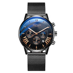 Mens Watches Stainless Steel Top Brand Luxury Sports Chronograph Quartz Watch