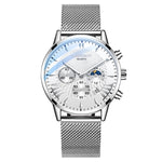 Mens Watches Stainless Steel Top Brand Luxury Sports Chronograph Quartz Watch