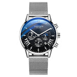 Mens Watches Stainless Steel Top Brand Luxury Sports Chronograph Quartz Watch