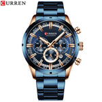 Mens Watches with Stainless Steel Top Brand Luxury Sports Chronograph Quartz Watch