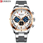 Mens Watches with Stainless Steel Top Brand Luxury Sports Chronograph Quartz Watch