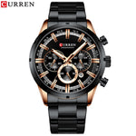 Mens Watches with Stainless Steel Top Brand Luxury Sports Chronograph Quartz Watch