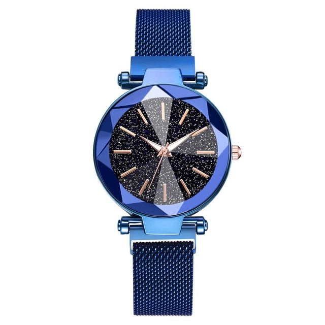 Luxury Starry Sky Stainless Steel Mesh Bracelet Watches For Women