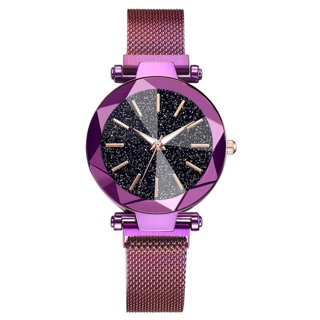 Luxury Starry Sky Stainless Steel Mesh Bracelet Watches For Women