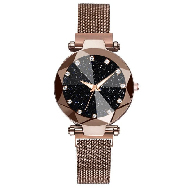 Luxury Starry Sky Stainless Steel Mesh Bracelet Watches For Women