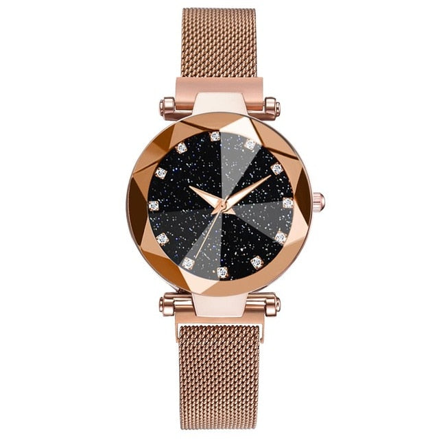 Luxury Starry Sky Stainless Steel Mesh Bracelet Watches For Women