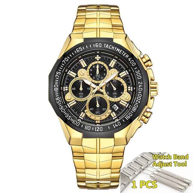 Luxury WWOOR Golden Chronograph Men Watches Gold Big Male Wristwatch Man