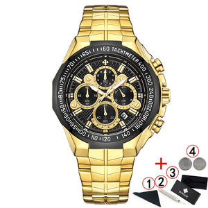 Luxury WWOOR Golden Chronograph Men Watches Gold Big Male Wristwatch Man