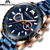 Men Aircraft Pointer Luminous Quartz Watch 30M Waterproof Blue Full Steel