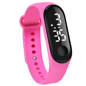 Digital Touch Screen LED Display Silicone Strap Men Women Couple Wristwatch