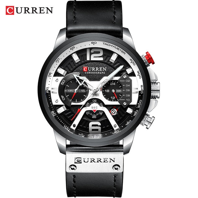 Luxury Sports Watch Men Fashion Leather Watches with Calendar