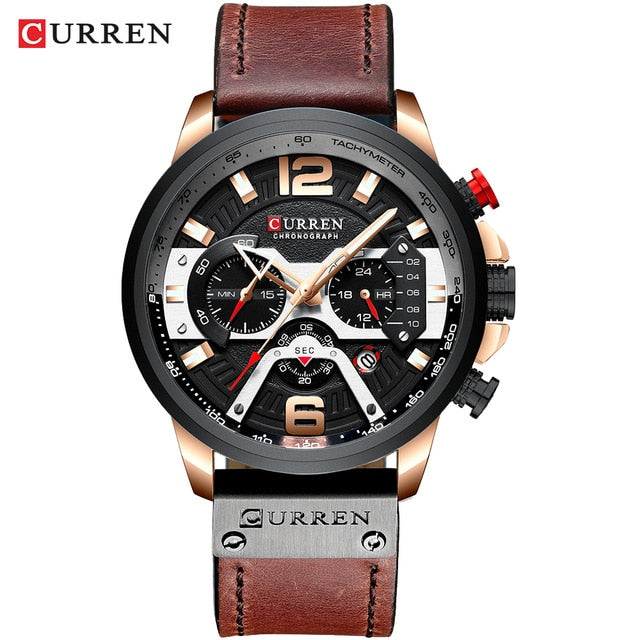 Luxury Sports Watch Men Fashion Leather Watches with Calendar