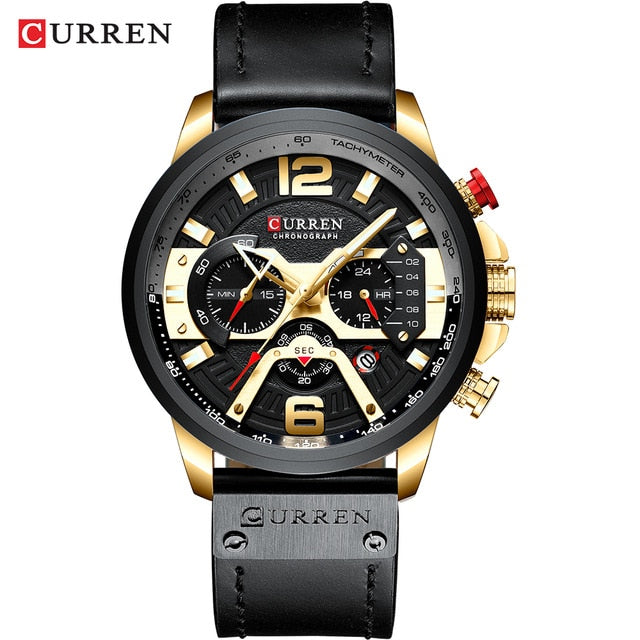 Luxury Sports Watch Men Fashion Leather Watches with Calendar