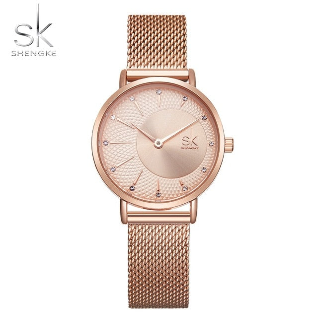 Shengke New Creative Women Watches Luxury Rosegold Quartz Ladies Watches