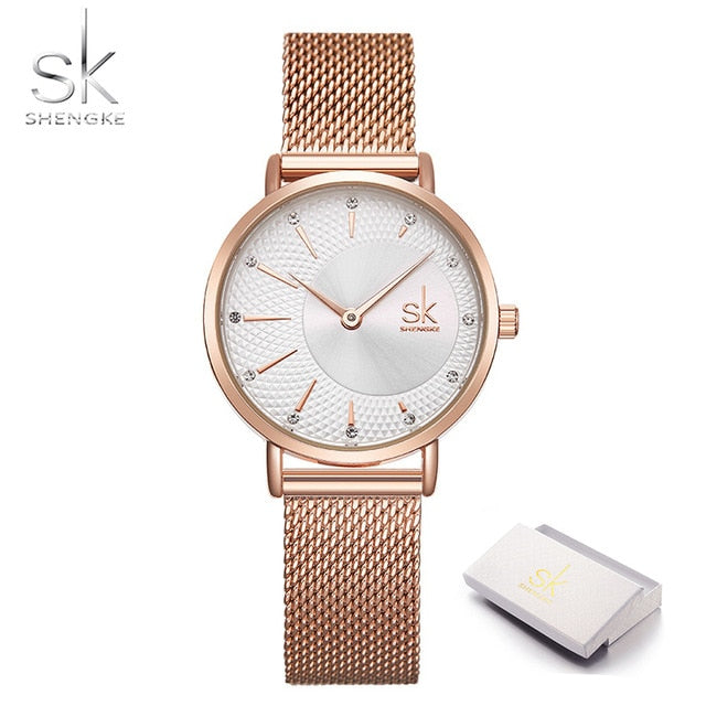 Shengke New Creative Women Watches Luxury Rosegold Quartz Ladies Watches