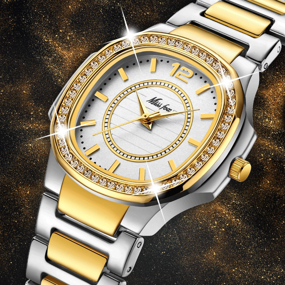 Ladies Watch Luxury Brand Diamond Quartz Gold Wrist Watch Gifts For Women