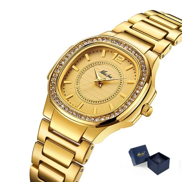 Ladies Watch Luxury Brand Diamond Quartz Gold Wrist Watch Gifts For Women