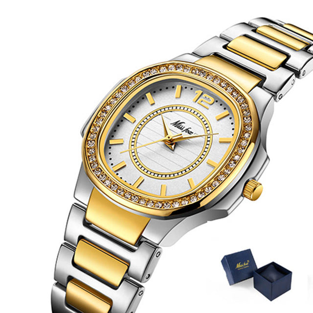 Ladies Watch Luxury Brand Diamond Quartz Gold Wrist Watch Gifts For Women