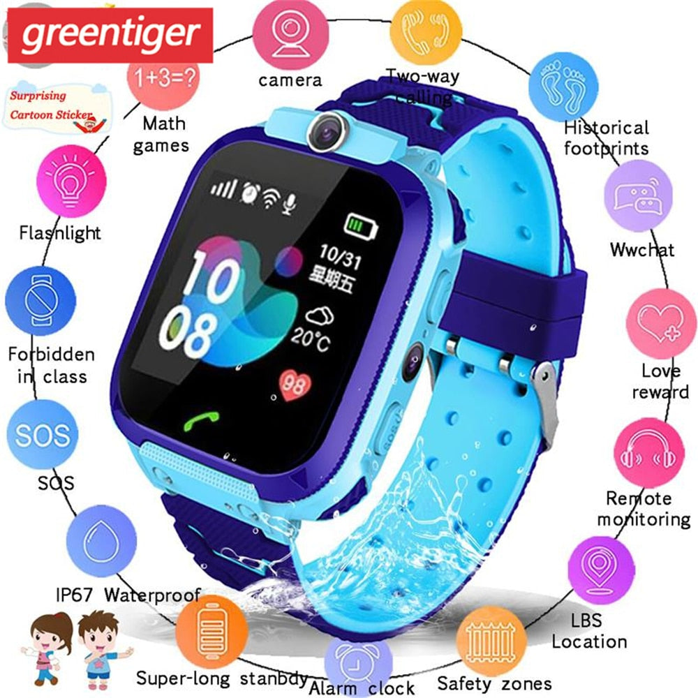 Waterproof Kids Smart Watch SOS Antil-lost Smartwatch Baby 2G SIM Card Clock Call Location Tracker